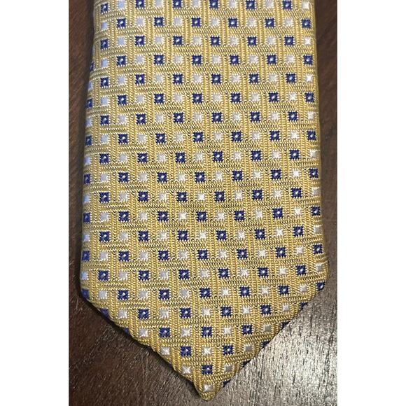 Beau Brummel Gold Blue Hand Made 100% Silk Men’s Neck Tie Made In China - Picture 6 of 9